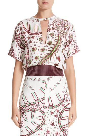 Women's Valentino Leopard Print Keyhole Cady Top Us / 40 It - White