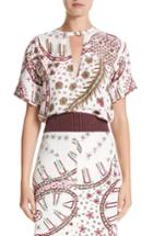 Women's Valentino Leopard Print Keyhole Cady Top Us / 40 It - White