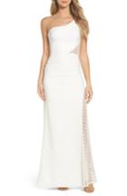 Women's Maria Bianca Nero Olivia Lace Inset One-shoulder Gown - Ivory