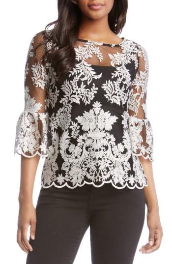 Women's Karen Kane Bell Sleeve Lace Top - Black