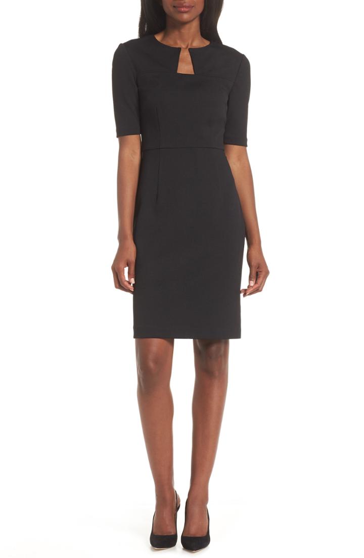 Women's Trina Trina Turk Scotch Notch Neck Sheath Dress - Black