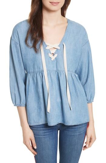 Women's Joie Bealette Lace-up Chambray Top - Blue