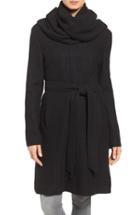 Women's Cole Haan Signature Belted Scarf Front Coat - Black