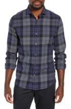 Men's Bonobos Unbutton Down Slim Fit Plaid Sport Shirt L - Blue