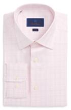Men's David Donahue Trim Fit Plaid Dress Shirt 34/35 - Pink