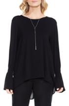 Women's Vince Camuto Mixed Media Flare Sleeve Top - Black