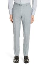 Men's Canali Kei Flat Front Solid Wool Trousers Eu - Grey