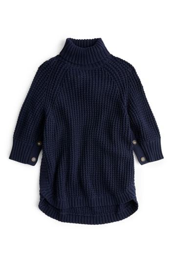 Women's J.crew Button Sleeve Turtleneck Poncho - Blue