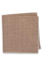 Men's Eleventy Houndstooth Wool & Cotton Pocket Square, Size - Brown