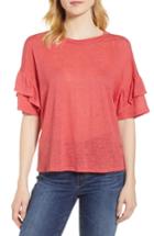 Women's 1.state Ruffle Linen Tee - Coral