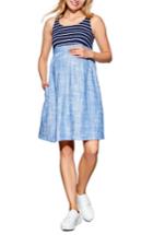 Women's Maternal America Empire Waist Maternity Dress - Blue