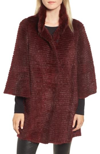 Women's Linda Richards Genuine Mink Fur Jacket - Burgundy
