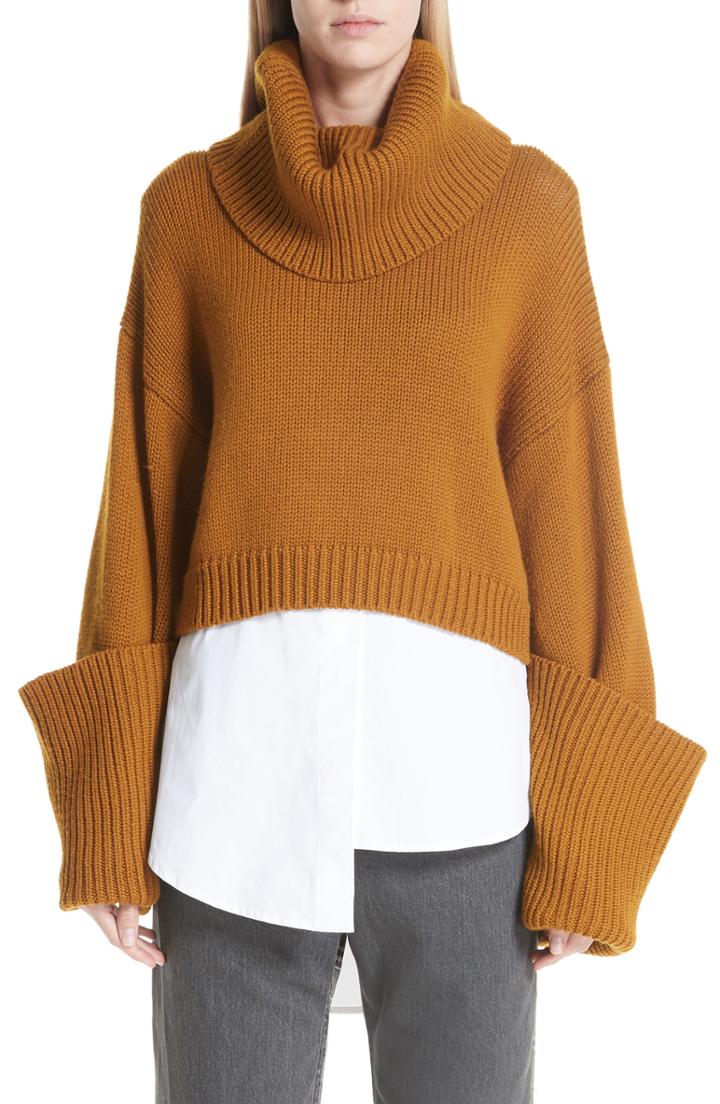 Women's Monse Giant Cuff Crop Wool Sweater