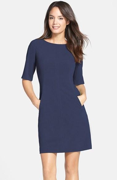 Petite Women's Tahari Seamed A-line Dress P - Blue