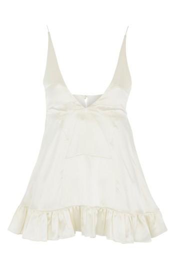 Women's Topshop Satin Ruffle Camisole Us (fits Like 0-2) - Ivory