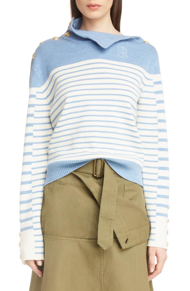 Women's Jw Anderson Multi Button Turtleneck Sweater - Blue