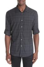 Men's John Varvatos Star Usa Plaid Sport Shirt - Black