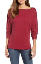 Women's Caslon Button Neck Tee - Red