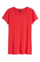 Petite Women's Halogen Short Sleeve Crewneck Tee, Size P - Red