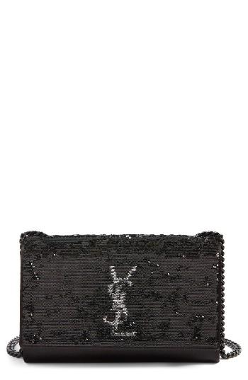 Saint Laurent Small Kate Magic Paillettes Shoulder Bag - Black
