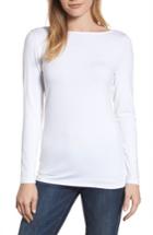 Petite Women's Halogen Reversible V-neck Tee, Size - White