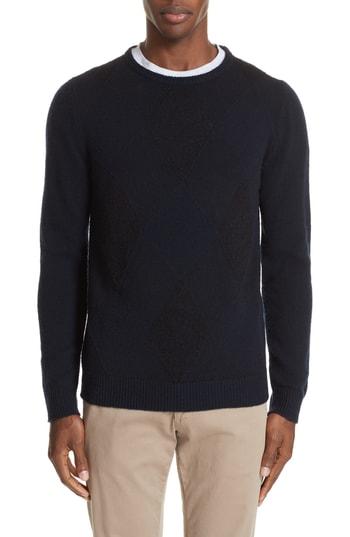 Men's Boglioli Trim Fit Crewneck Wool & Cashmere Sweater - Blue