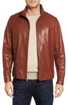 Men's Peter Millar Classic Leather Bomber Jacket - Brown