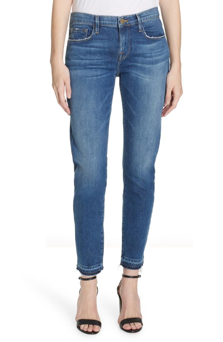 Women's Frame Le Garcon Release Hem Crop Boyfriend Jeans - Blue