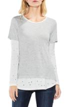 Women's Two By Vince Camuto Distressed Mix Media Top - Grey