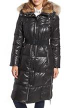 Women's Andrew Marc Lacquer Down Puffer Jacket With Faux Fur Hood