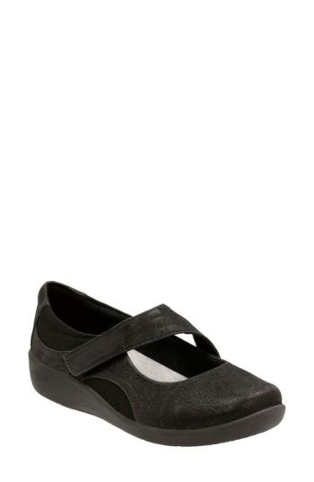 Women's Clarks Sillian Bella Mary Jane Flat .5 N - Black