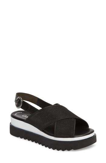 Women's Gabor Crossover Strap Platform Sandal .5 M - Black