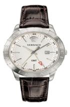 Men's Versace Univers Leather Strap Watch, 43mm