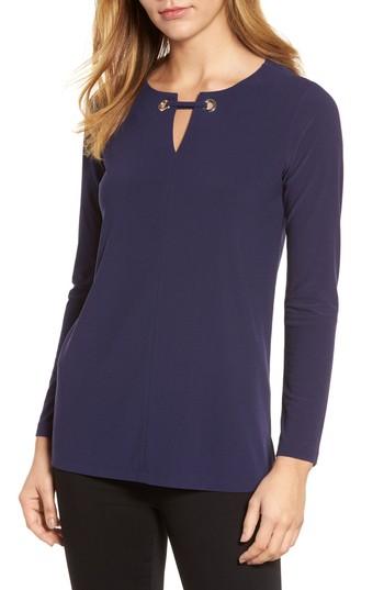 Women's Chaus Keyhole Neck Top - Blue