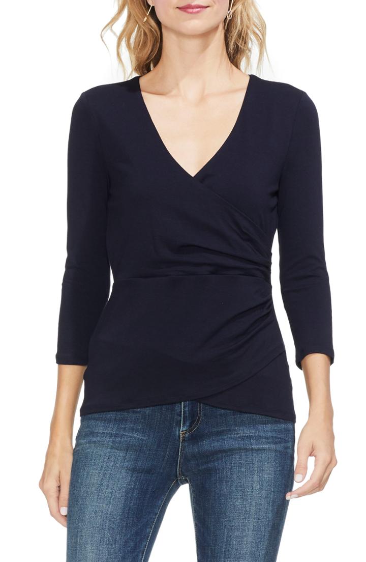 Women's Vince Camuto Faux Wrap Top, Size - Blue