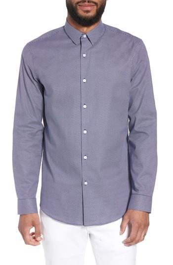 Men's Calibrate Trim Fit Micro Collar Sport Shirt - Blue