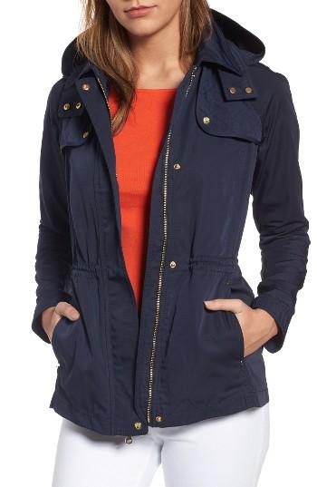 Women's Vince Camuto Hooded Drawstring Waist Jacket - Blue