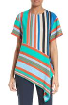 Women's Diane Von Furstenberg Stripe Silk Top, Size - Blue/green