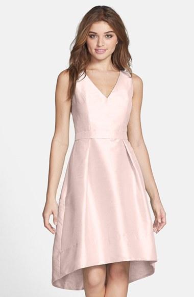 Women's Alfred Sung Satin High/low Fit & Flare Dress - Pink (online Only)