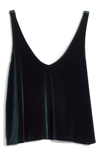 Women's Madewell Velvet V-neck Tank Top, Size - Green