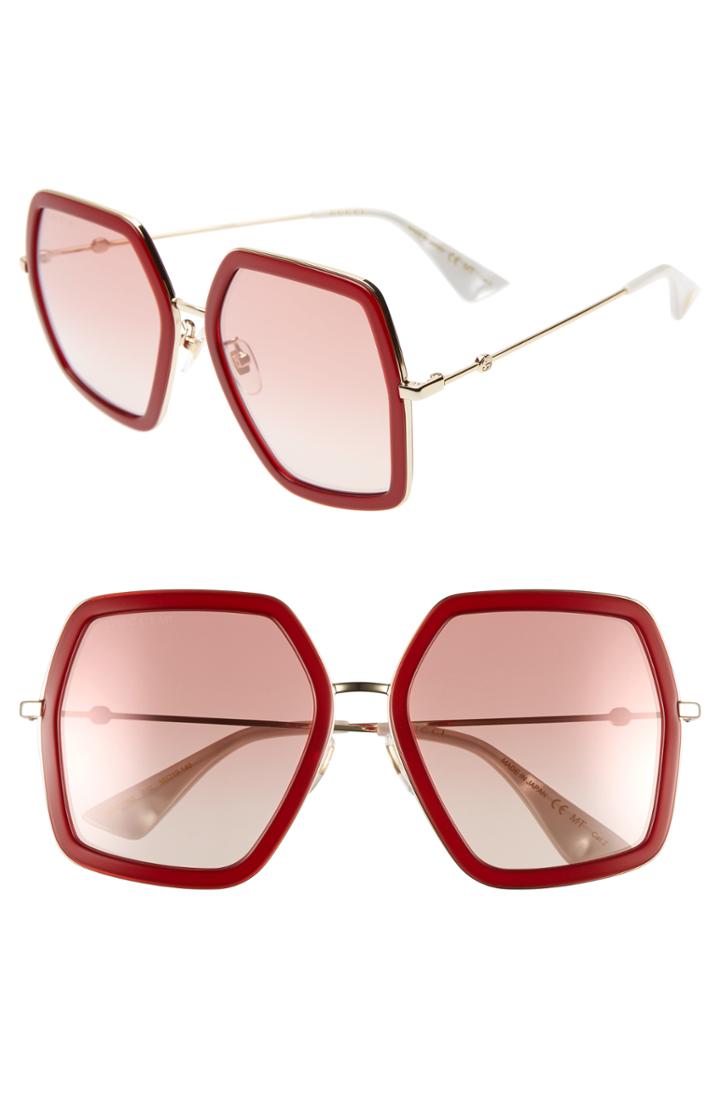 Women's Gucci 56mm Sunglasses - Shiny Endura Gld/pk Grad Mir