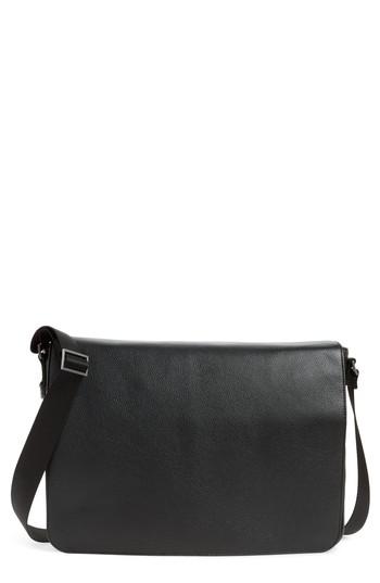 Men's Nordstrom Men's Shop Midland Leather Messenger Bag - Black