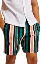 Men's Topman Slim Stripe Shorts - Green
