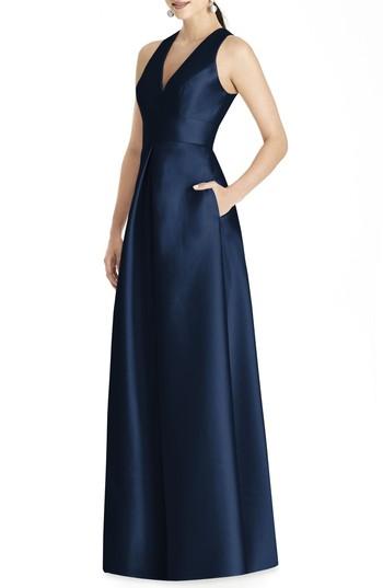 Women's Alfred Sung Sleeveless Sateen Gown - Blue