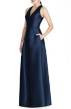 Women's Alfred Sung Sleeveless Sateen Gown - Blue