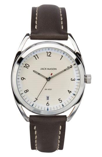 Women's Jack Mason Deck Leather Strap Watch, 36mm