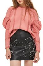 Women's Topshop Statement Sleeve Pintuck Blouse Us (fits Like 0-2) - Pink