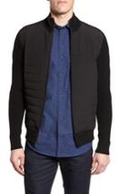 Men's Bugatchi Quilted Front Wool Zip Front Sweater Jacket - Black