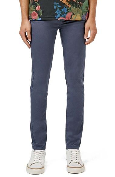 Men's Topman Stretch Skinny Fit Chinos X 34 - Blue
