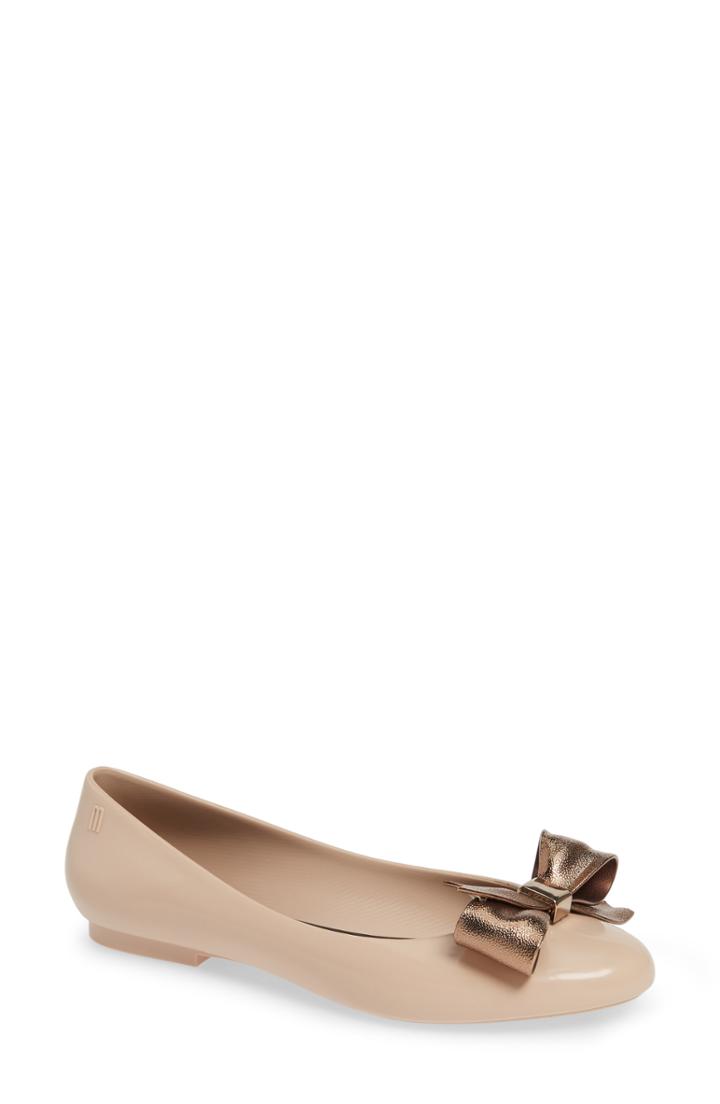 Women's Melissa Doll Iii Bow Flat M - Beige
